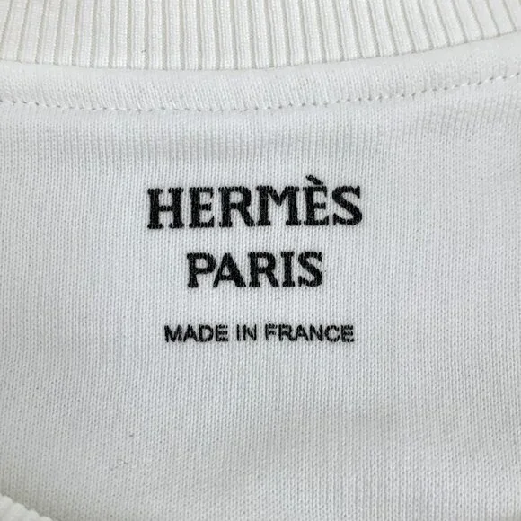 J19247 Hermes White graffiti letter embroidered cotton round neck long-sleeved s